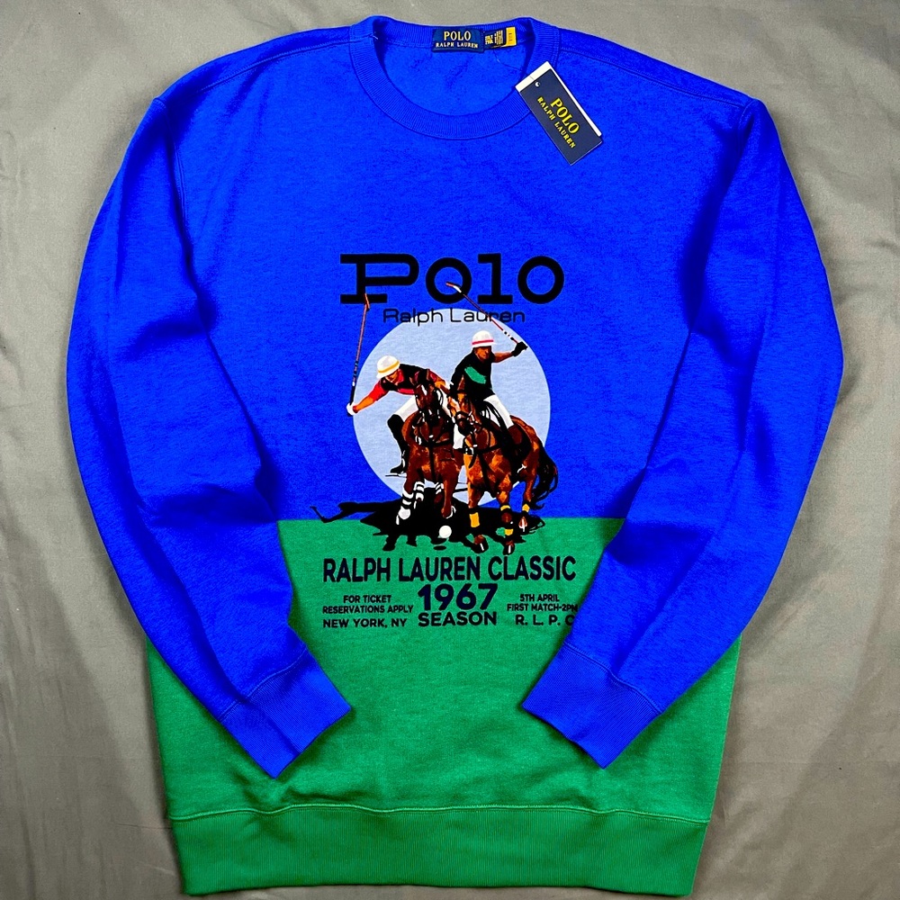 Polo Ralph Lauren Double Horseman Logo Pullover Creeneck Sweatshirt 2XLT 2XB 3XB